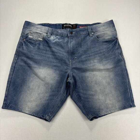 Ecko Unltd Mens Shorts 44 Blue Acid Wash Denim Relaxed Y2K Grunge Hip Hop Skater - Picture 1 of 10